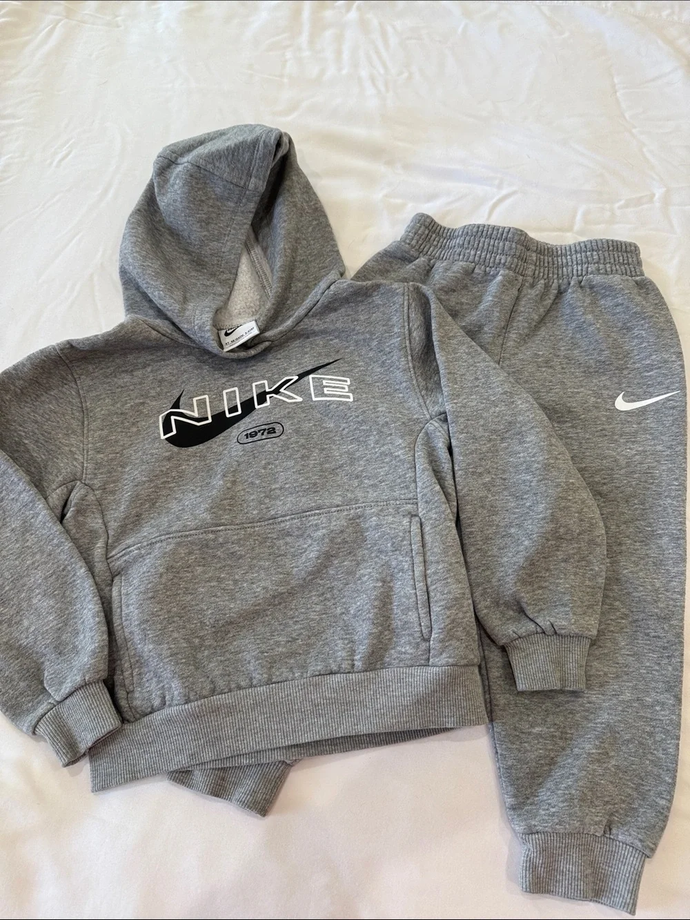 Nike Gray Swoosh Hoodie and Jogger Set